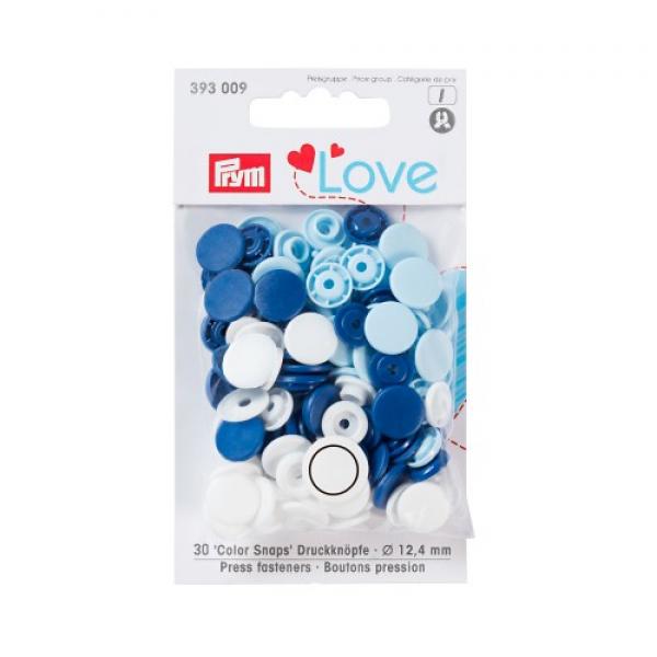 Prym Love Druckknopf Color Snaps Ø12,4mm blau/weiß/hellblau